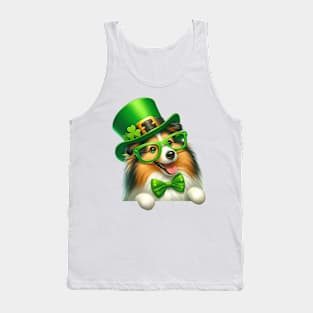 St Patricks Day Peeking Shetland Sheepdog Tank Top